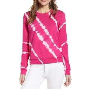 Lucky Brand Tie Dye Pullover Sweatshirt Pink Size Medium Crew Neck Boho Cotton M